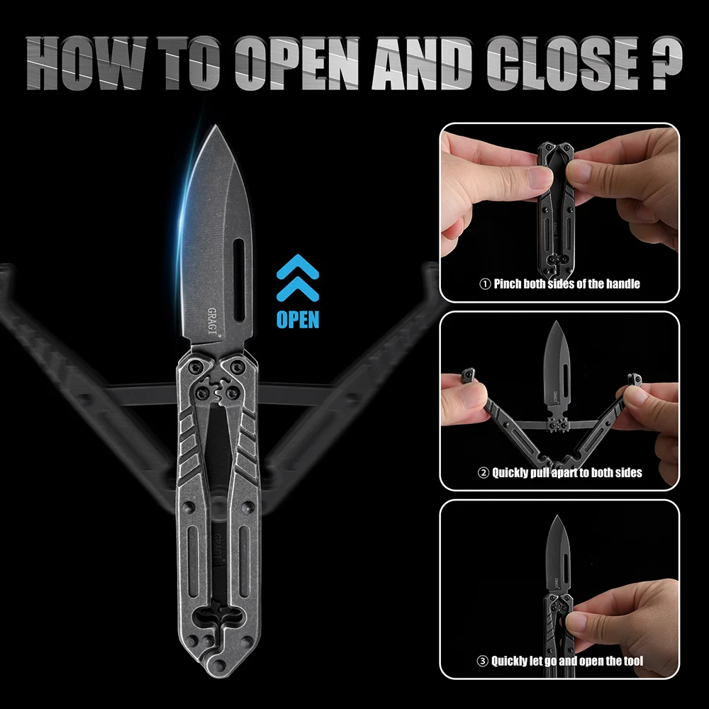 سكين جيب مثير للاهتمام، 2.4 بوصة شفرة من الفولاذ المقاوم للصدأ للبناء المعدني بالكامل، قاطع صندوق قابل للسحب سريع التغيير، أداة EDC