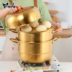 Stainless Steel Three Layer Thick Steamer Pot Soup Steam Pot Universal Cooking Pots for Induction Cooker Gas Stove Steam Pot