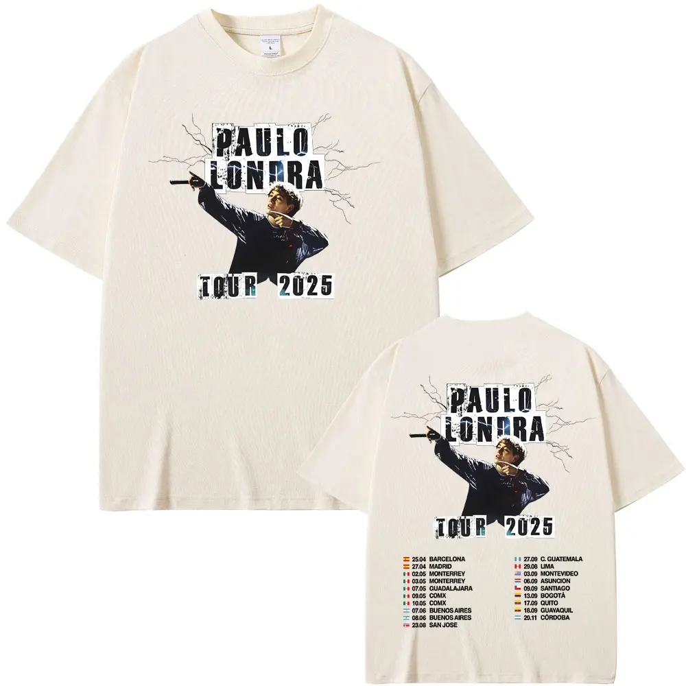 Rapper Paulo Londra Tour 2025 Merch T-shirt Men's Fashion Casual Oversized T Shirts Men Women Hip Hop Vintage Crewneck T-shirts