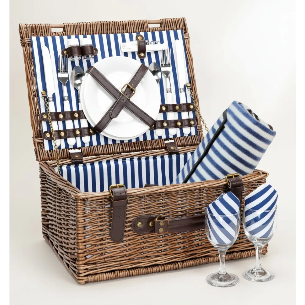 

Waterproof Picnic Basket Set for 2 with Sand-Proof Beach Mat, Outdoor Camping Party Essentials