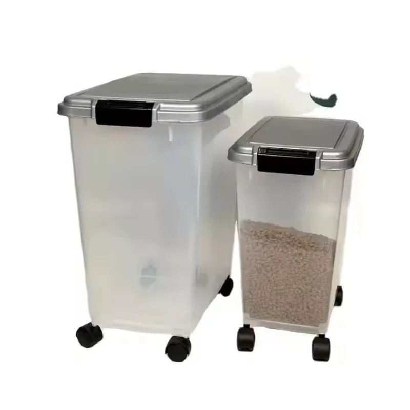 10L 20L 30L 40L Pet Food Storage Container Modern Waterproof Quadrate Plastic Pet Bowls Feeders Kitchen Storage Support