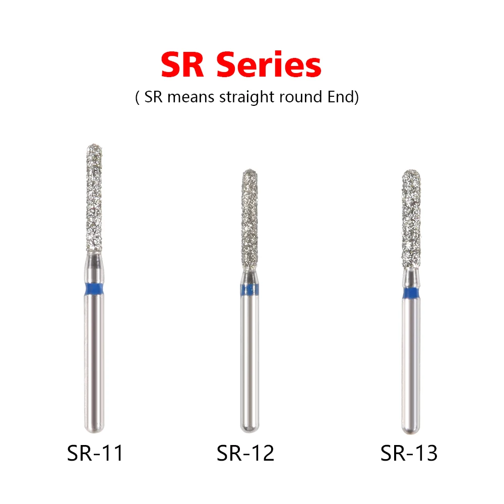 Brocas de Diamante Dentárias para Polimento De Dentes, Material De Aço Inoxidável, Alta Velocidade Handpiece, Diâmetro 1.6mm, 5Pcs por Caixa