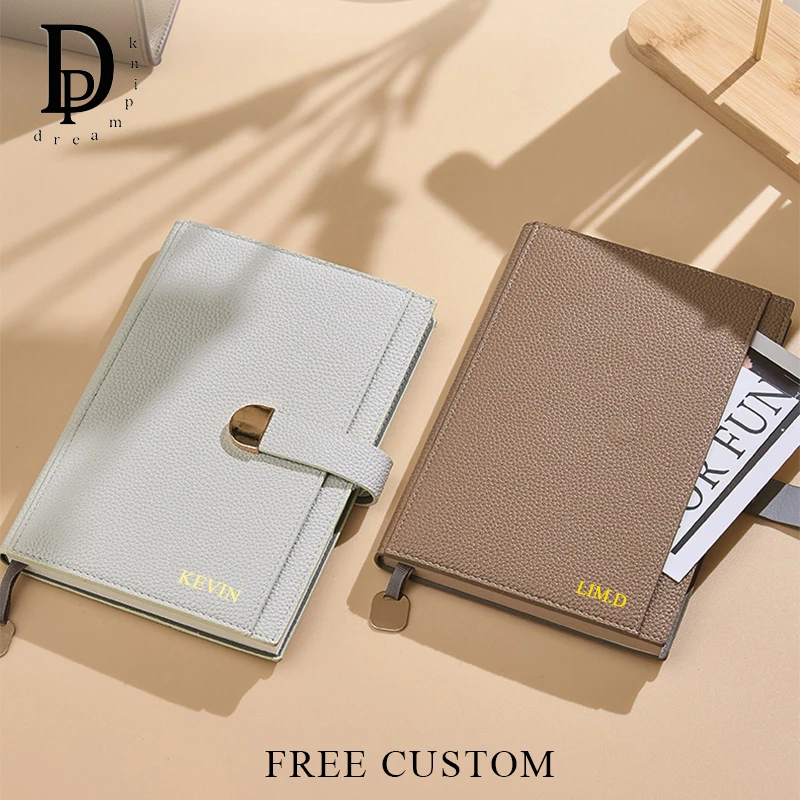 Custom Name Leather Cover Notebook Business Office Luxury Student Calendar Metting Record Schedule Planner Engraving Diary Books