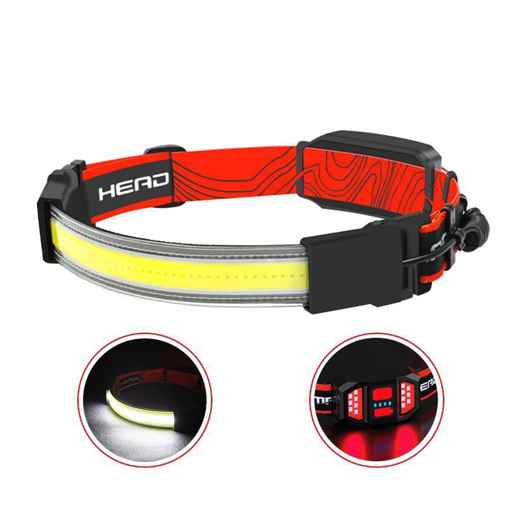 

Powerful COB Headlamp 270 Degree Floodlight USB Soft Lighting High Brightness Elastic Headband Torch for Running Fishing