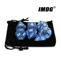IMDG Creative 7pcs/set RPG Game Dice Colorful Multicolor Dice Cubes Transparent Baby Blue D4 D6 D8 D10 D12 D20