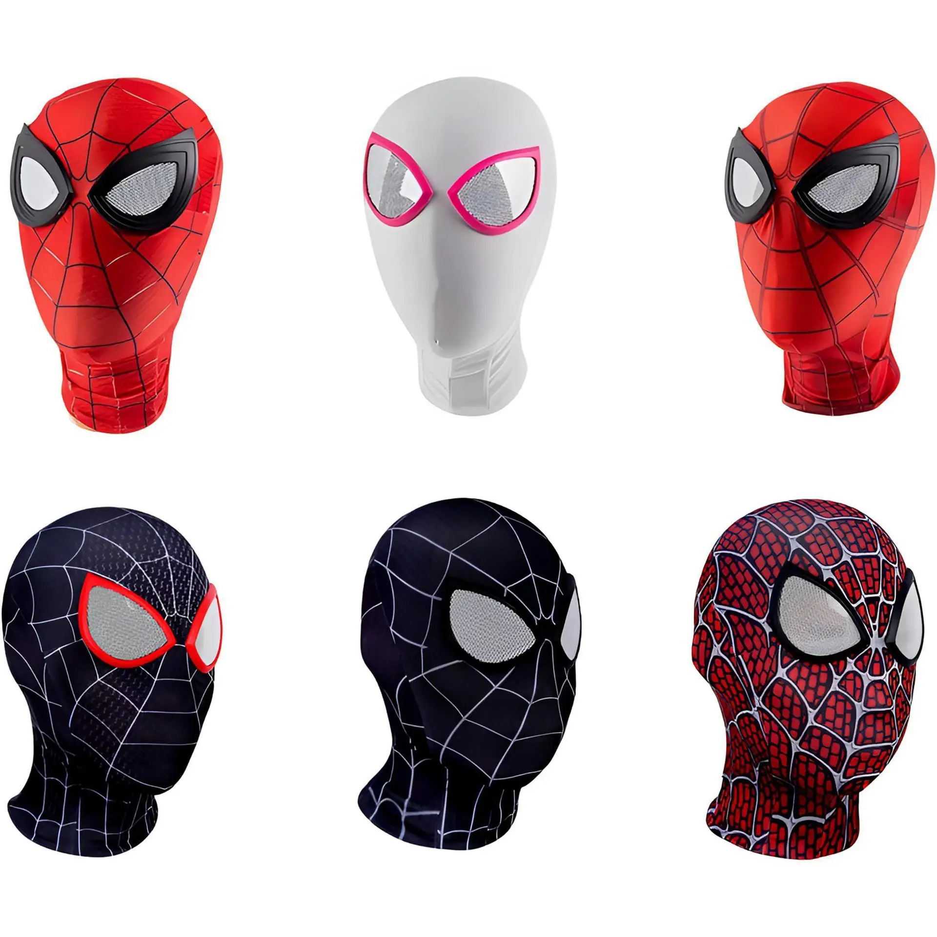 Maska do cosplayu bohatera Spider-Mana, kapelusz, maska do występów, maska na oczy z soczewkami, rękawiczki, prezent na Halloween, zabawka na przyjęcie szkolne. (black red)
