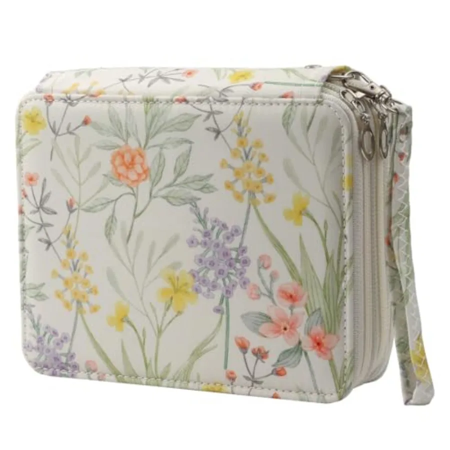 

Colored Pencil Case - Slots Pencil Holder with Zipper Closure Twill Fabric Large Capacity Pencil Case for Watercolor Pens or Ma