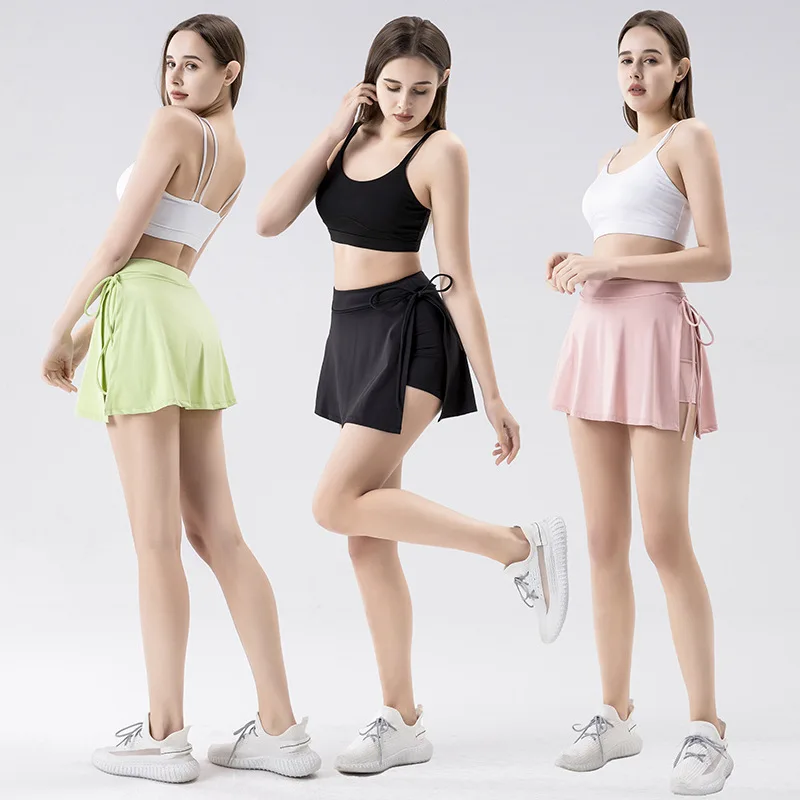 Sports Yoga Skirt Badminton Tennis Skirt Pants Half-body Quick Drying Pocket Skirt Side Split Strap Skirt Pants For Outwear New