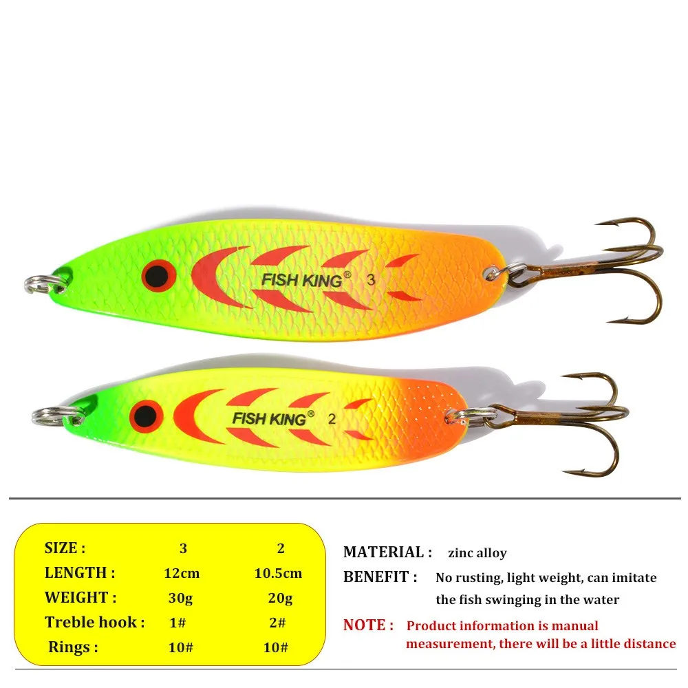 FISHKING Fishing Lures Spoon Wobble Metal Jig Trout Spoon18g 27g Spinner Lure Spoon Trout Area Sea Fishing Jigs Spoon for Pike