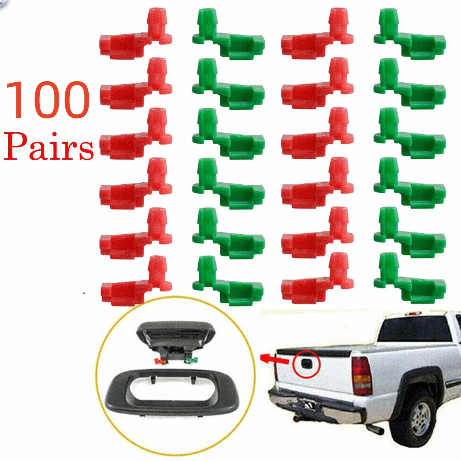 100Pairs/Set Car Plastic Tailgate Handle Rod Clips LH RH Kit Replacement Part For Chevy For Silverado 1999-2007 Auto Accessories