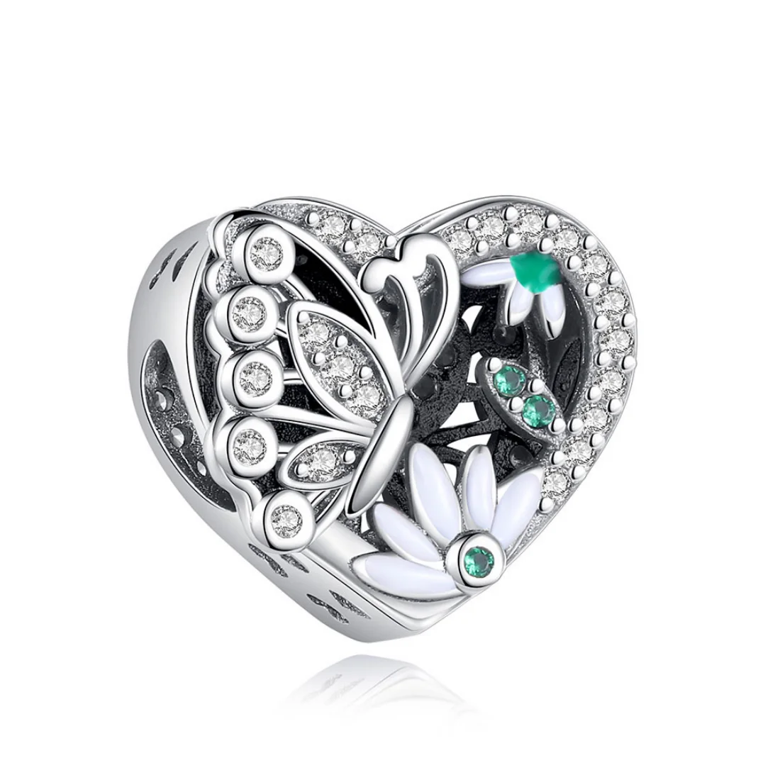 925 Sterling Silver Pendant, Suitable for December Flower and Flower Beads, Original Bracelet Necklace, DIY Jewelry Gift