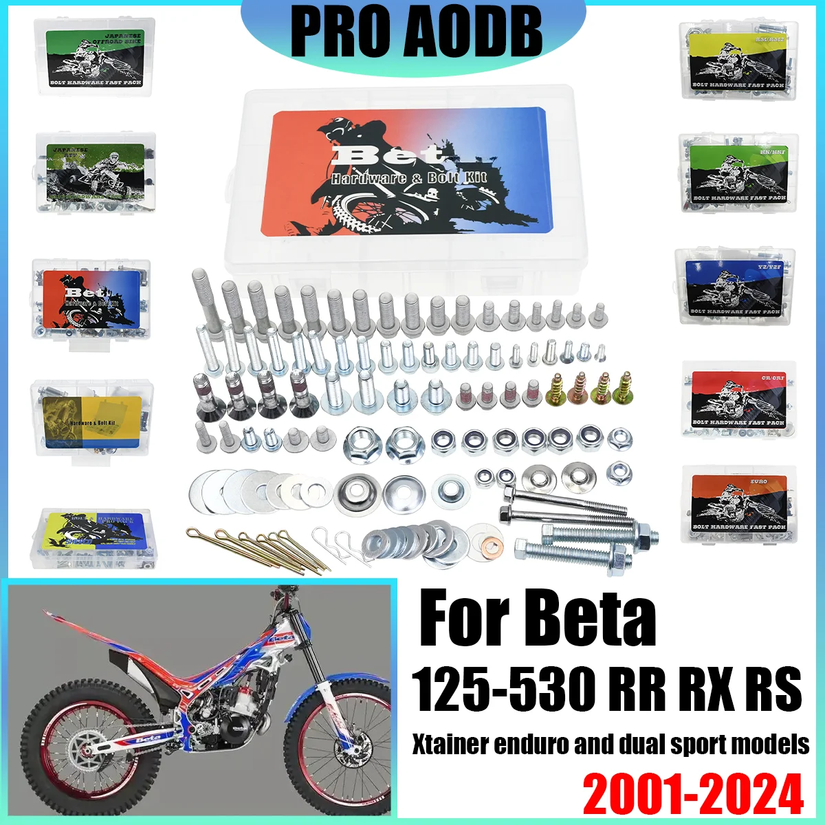 

For Beta 125-530 RX RS Xtainer enduro and dual sport models 2001-2024 Motocross screw Hardware Bolt Full Plastics Fastener Kit