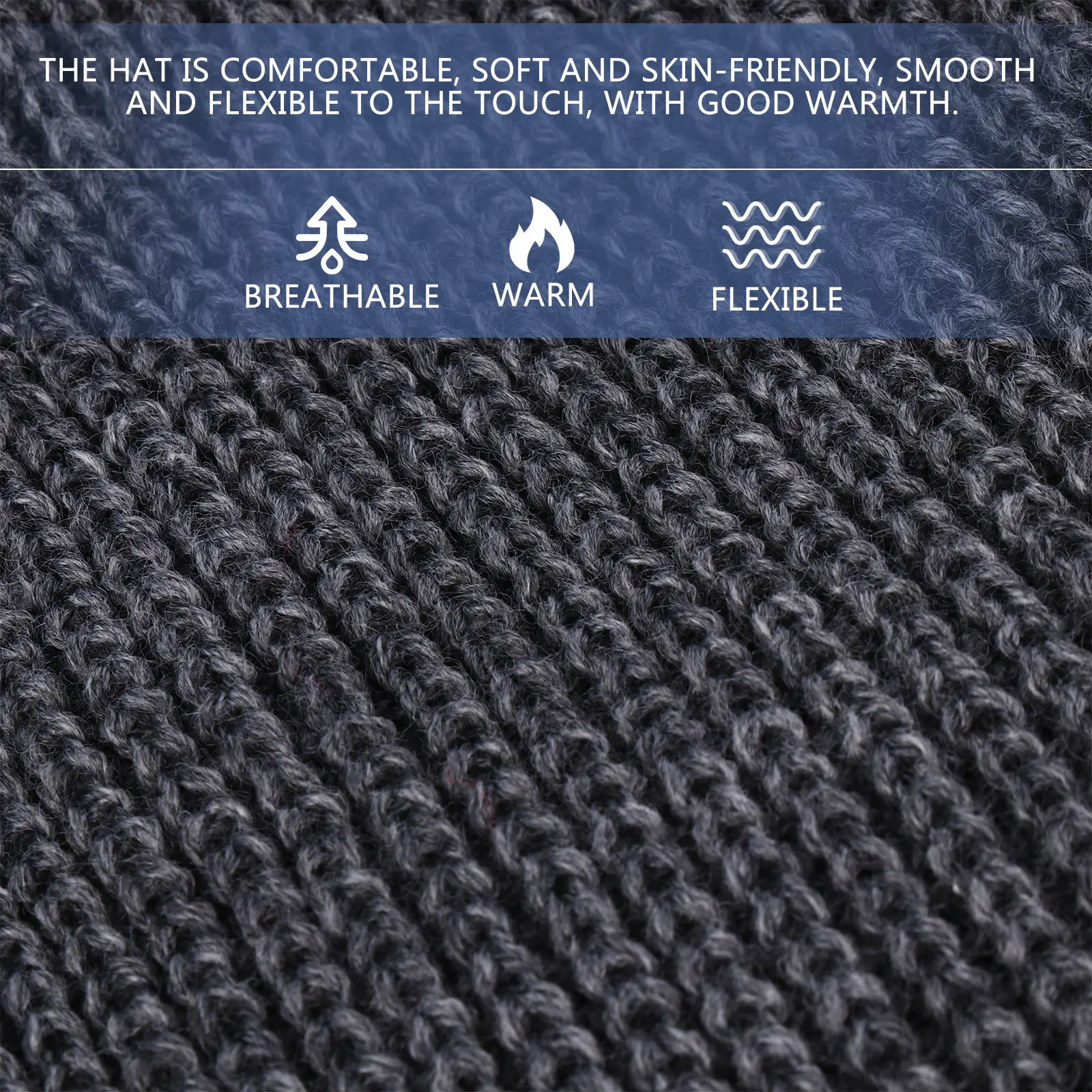 

Soft Skin-Friendly Knitted Hat 3-Holes Ventilation Design Warm Winter Balaclava for Cycling and Outdoor Sports