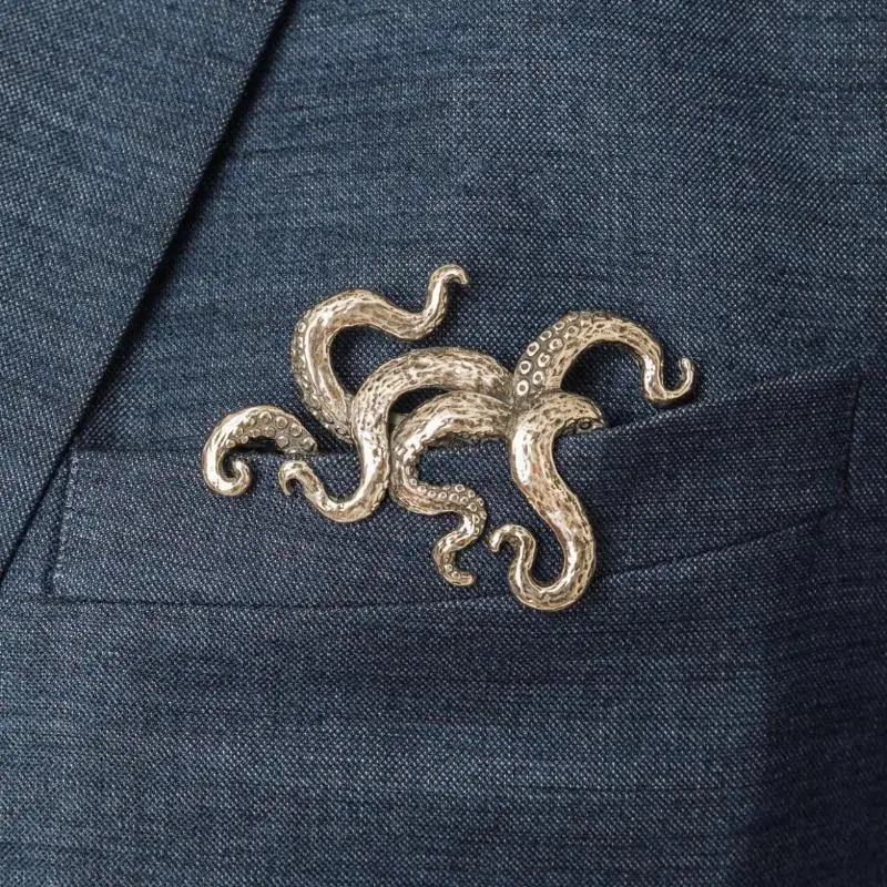 Vintage Animal Crocodile Octopus Shaped Men's Suit Lapel Brooches Pin Classic Accessories For Men Coat Suits
