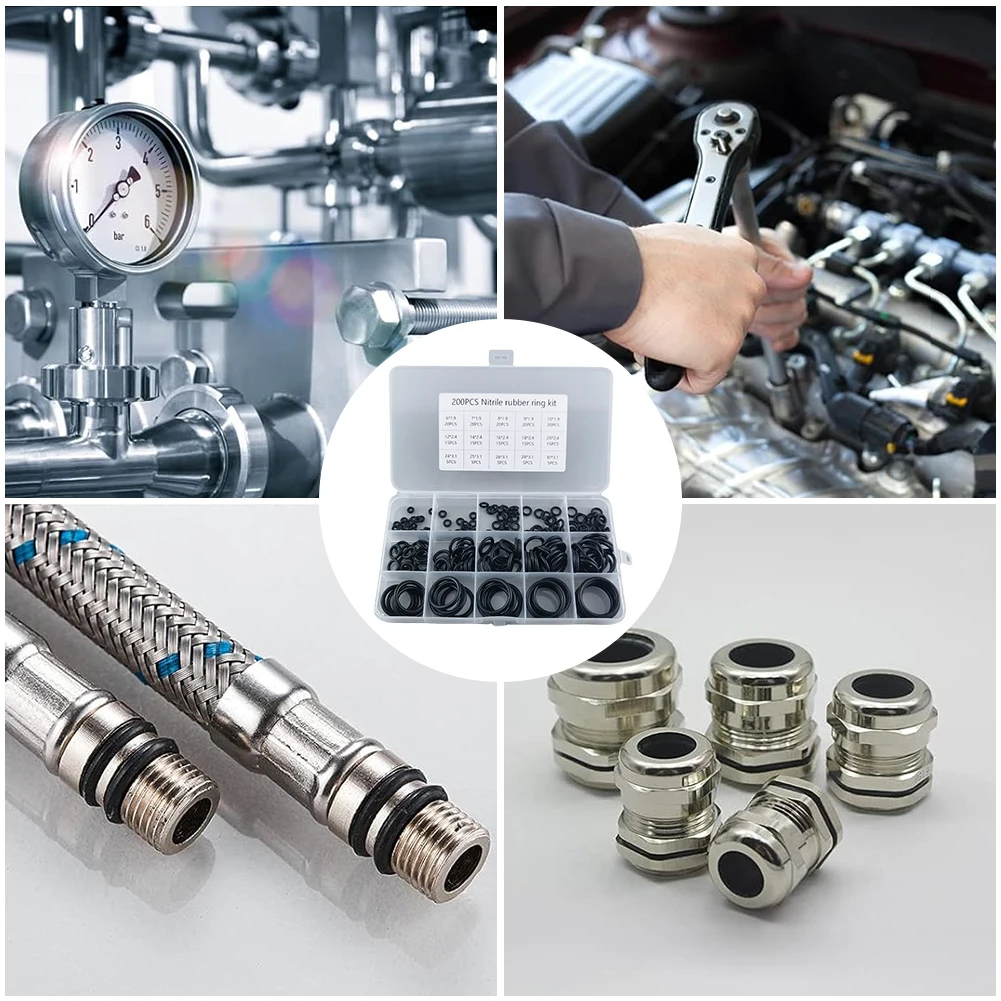 200 Stuks Olie-proof Wasmachine Combo Set Waterdichte Hoge Druk O-Ringen Reparatie Kit Afdichting Elastische Band O rubberen Ringen Set