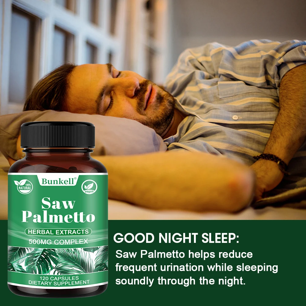 Saw Palmetto Supplement Capsules - Promotes Urinary Tract Health, Promotes Hair Growth, Helps Improve Frequent Urination