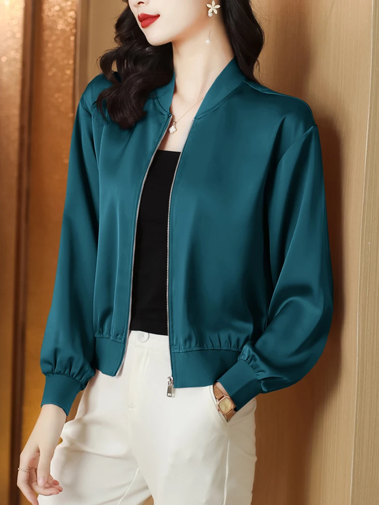 Fashion Women Satin Jackets 2026 Spring Summer Clothing Long