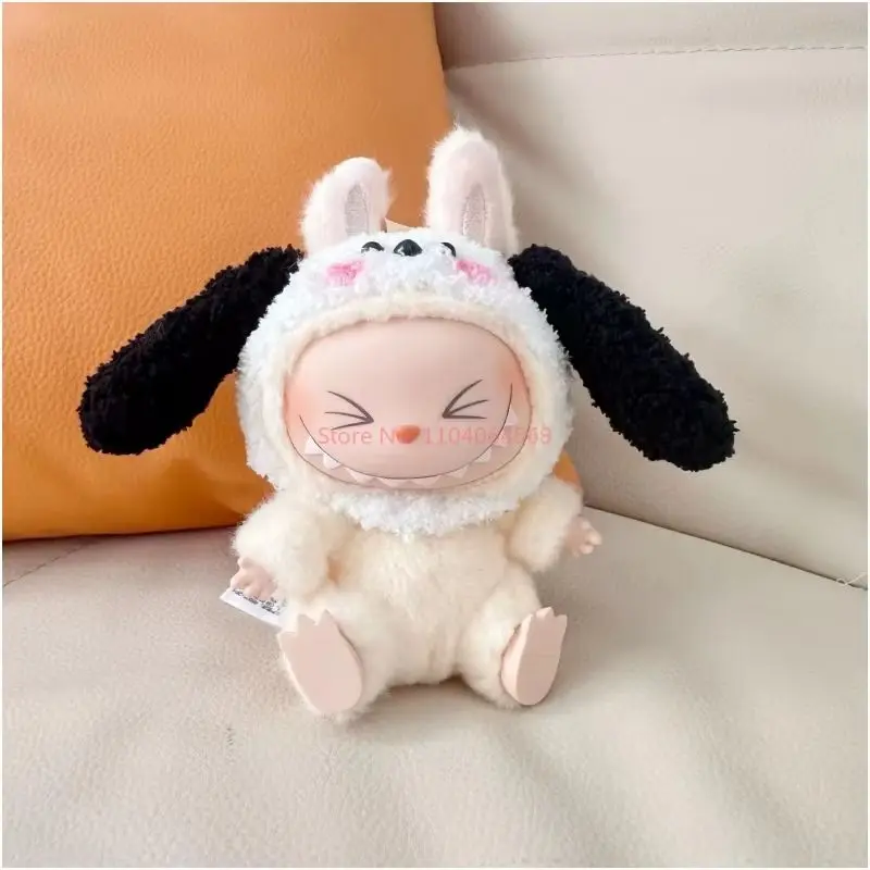 2024 Hot Sale 17cm First Second Generation Labubu Doll Only Hat Dinosaur Snowman Beaver  Pochacco Headgear Kawaii Decoration