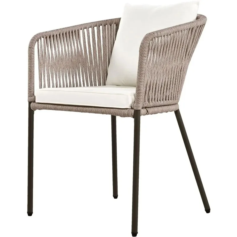A 7-Pieces Outdoor Furniture Set with Dining Table and Chairs, Acacia Wood Tabletop & Metal Frame for Yard, Garden, Balcony