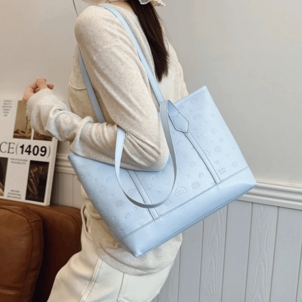 

Fashion Versatile Women Tote Bags Solid color Large Capacity Single Shoulder Bag Pu Leather Leisure Work Handbag Daily