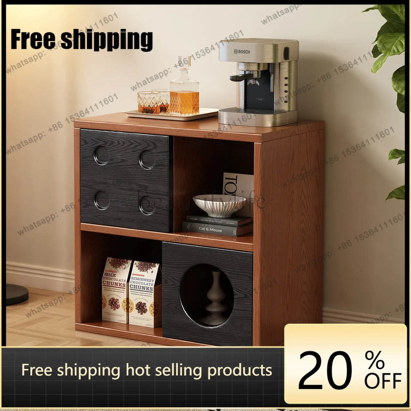 Factory Direct Sales Medieval Solid Wood TV Cabinet Creative Combination Module Storage Cabinet