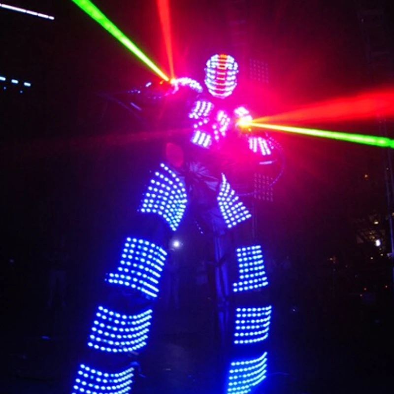 Nightclub Laser Traje LED Robot Costume Clothes Stilts Walker Glow Dance Suit Helmet Nightlife Giant Disfraz de Robot DJ Party