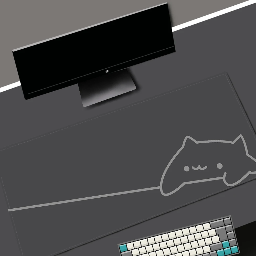 White Deskmat Black Cat Kawaii Mouse Pad Minimalistic Gaming Laptop Large Mousepad Anime Office Carpet Gamer Keyboard Mouse Mats