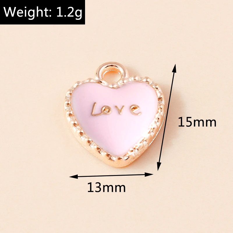 Leslie 10 Stück neue romantische Emaille rotes Herz Charms Valentinstag Schmuck Kuss Mund Herz Rose Anhänger für DIY Schmuckherstellung – Detail 19