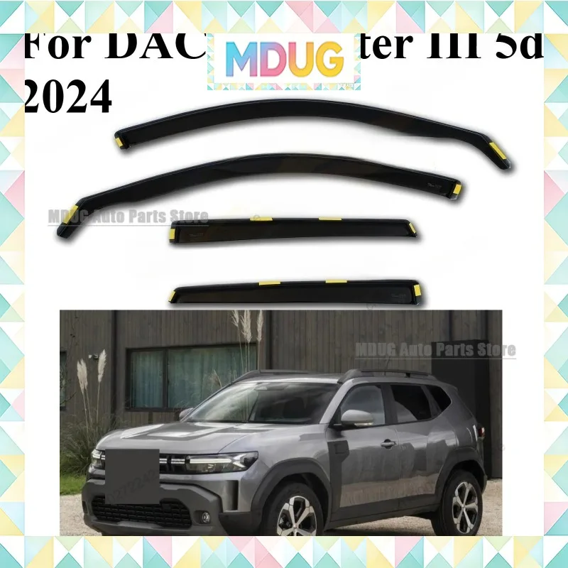 MDUG Deflector de ventanas de coche lluvia ventanas automotrices protector Deflector a prueba de lluvia protección solar y lluvia para DACIA Duster III 5d 2