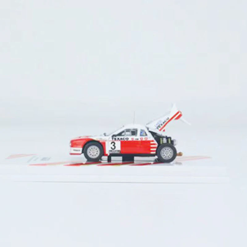 Tarmac Works Rally Van Haspengouw 1985 Vencedor com abertura do capot traseiro, veículo de liga do motor pintado, 1:64 Model Car 037