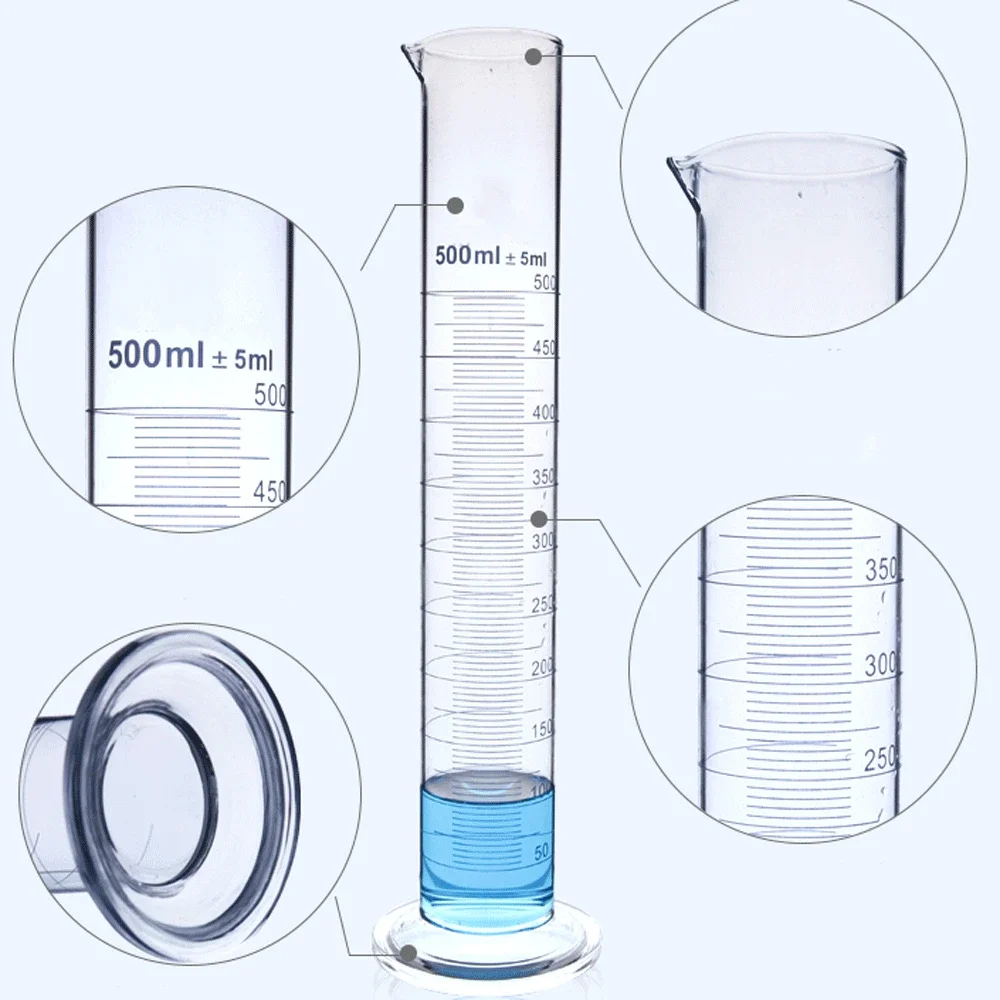 5/10/25/50/100-2000ml Borosilicate Graduated Glass Measuring Cylinder Labrotary Glassware Chemical Experiment