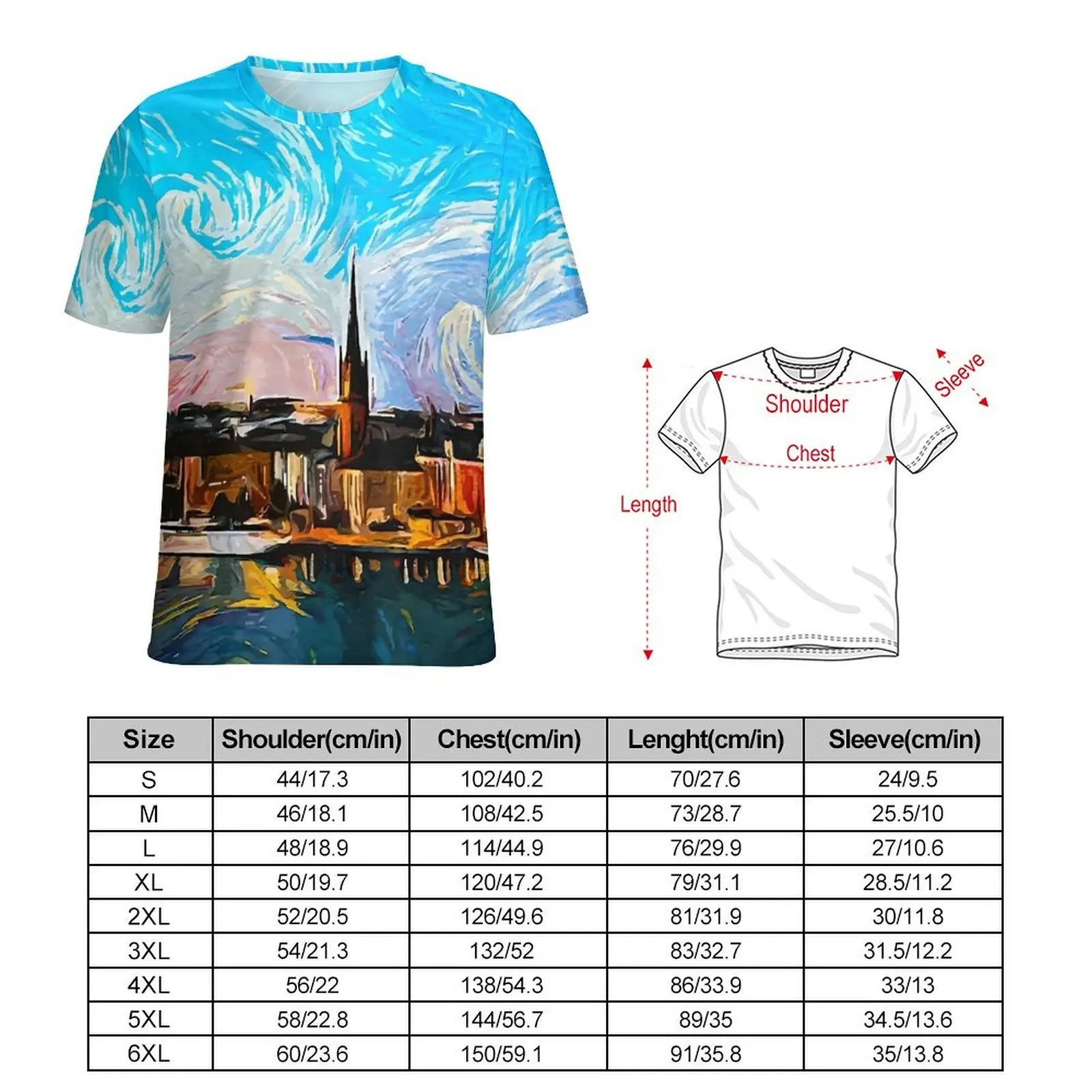 Men Oil Painting T Shirt Stockholm Sweden Retro T Shirts Short Sleeve Custom Tops Hot Sale Summer Funny Oversized Clothes