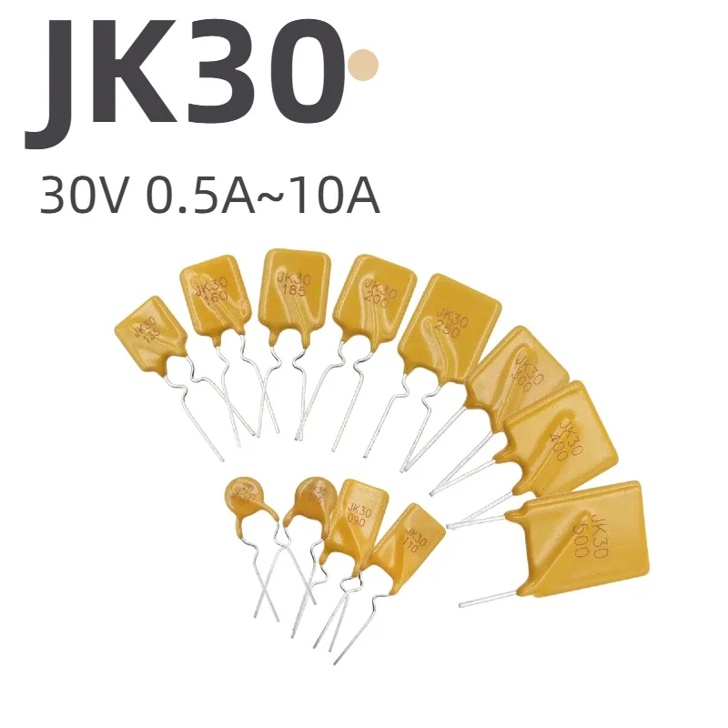 JK30 Resettable Fuse 30V PTC Polymer PPTC DIP JK30 0.5A 0.9A 0.75A  1.1A 1.35A 1.6A 1.85A 2A 2.5A 3A 4A 5A 6A 7A 8A 9A 10A