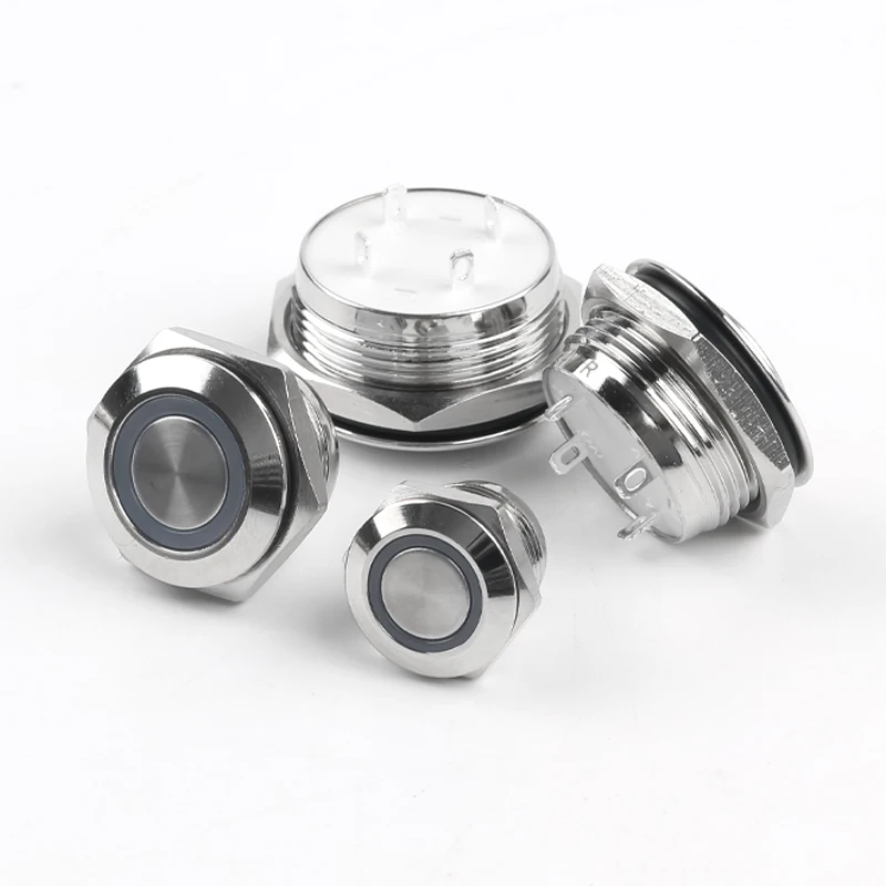 12/16/19/22MM Metal Button Self-resetting 1NO Ultra-short with Light Indicator Ultra-thin Micro-stroke Momentary Switch 6V12V24V