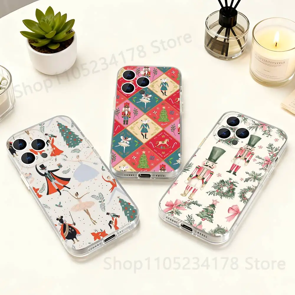 

Nutcracker Christmas Transparent soft case for iPhone 17,16,15,14,13,12,11,Pro,Max,Plus, X,XS,XR,SE4,E Mini