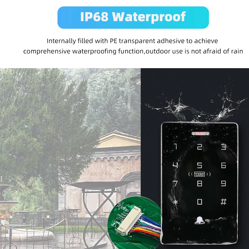 Mobile NFC access controller  waterproof door lock keyboard card swiping password IC unlocking ID dual frequency 125KHz 13.56MHz