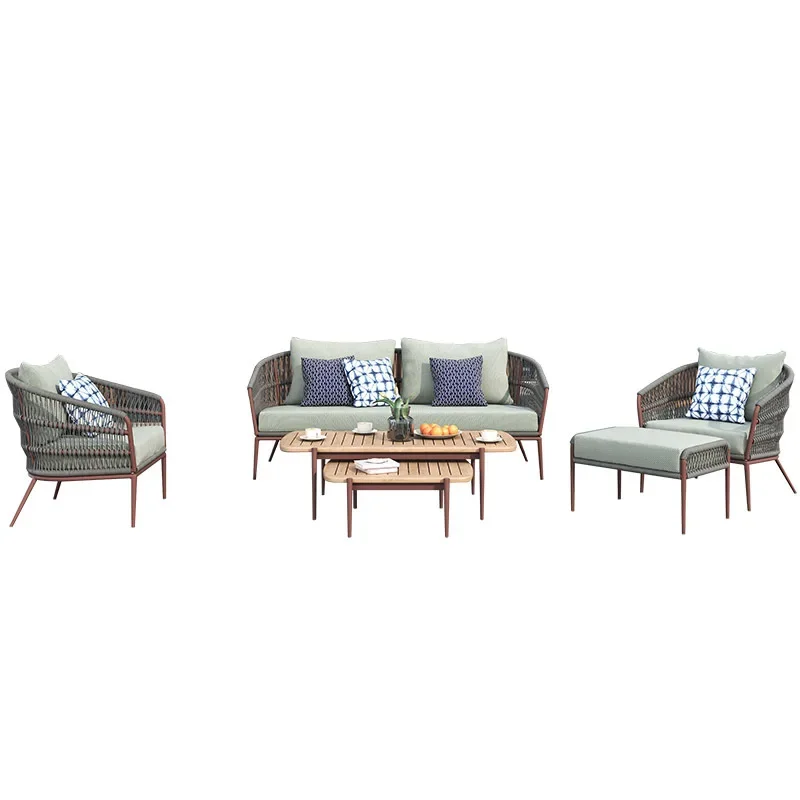 Outdoor leisure rattan sofa courtyard outdoor hotel bed and breakfast terrace living room villa sun room rattan sofa combination