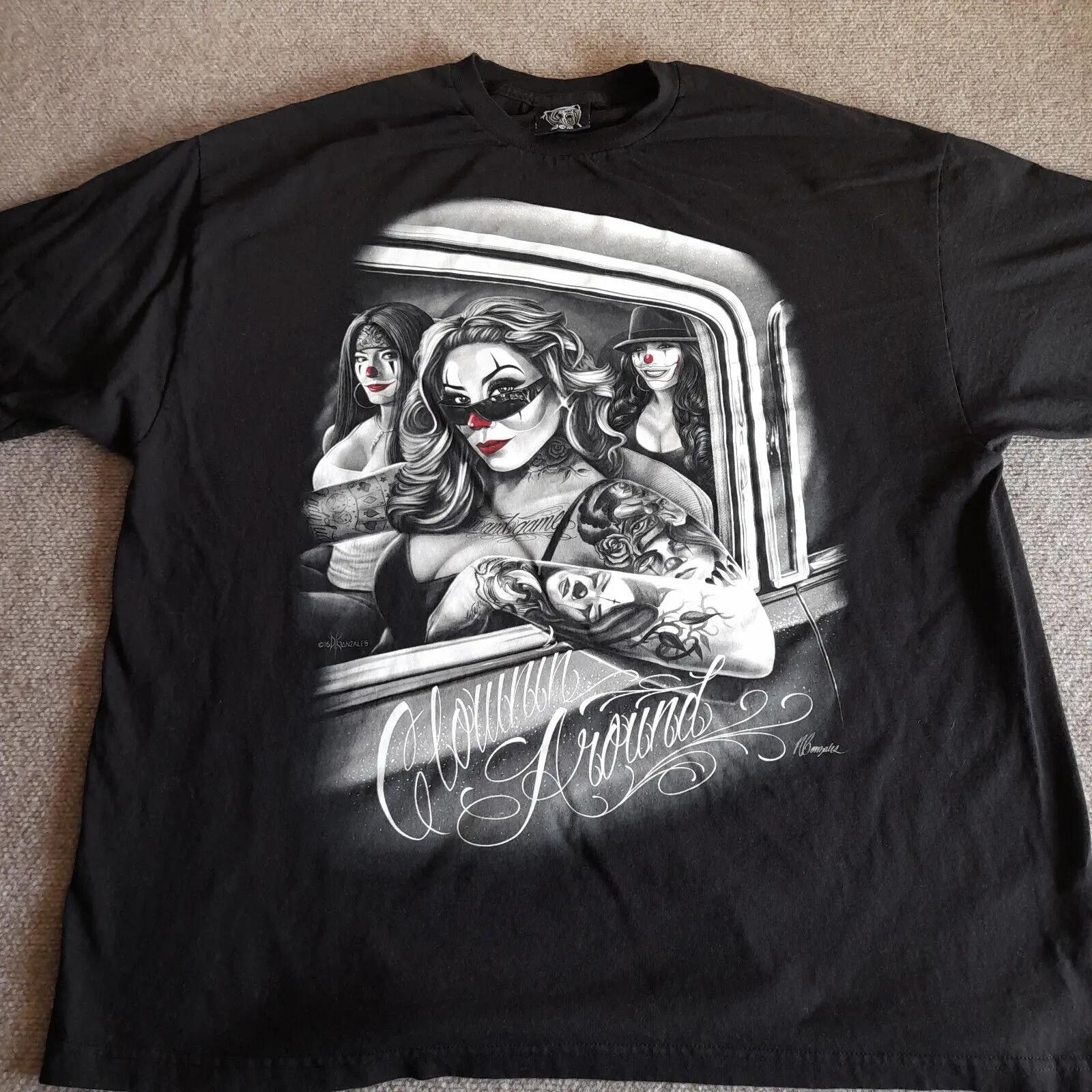 Clowning Around T Shirt Adult 3Xl Chicano Latino Art Gonzales Low Rider Men