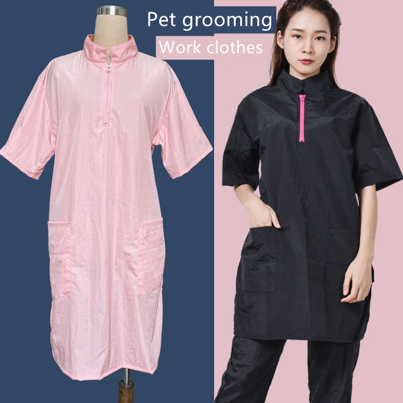 Pet Dog Grooming Work Clothes Pet Shop Uniforms Anti Hair Waterproof Gown Beauty Salon Smock Hair Salon Hairdresser Robe Y0601