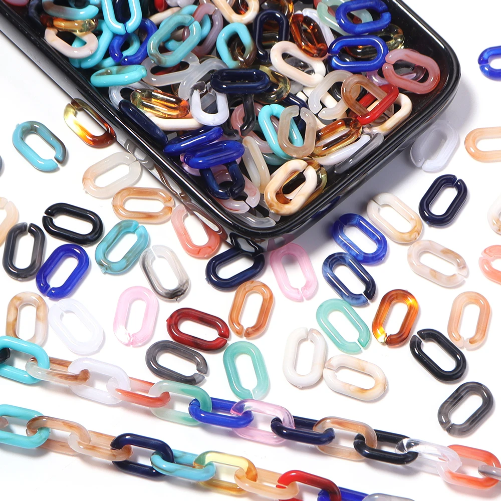 50 Stück bunte U-förmige Gliederketten aus Acryl, Öffnungsringe aus Kunststoff, zusammenbaubare Ketten, Rucksackketten, DIY-Ohrring-Zubehör – Detail 4