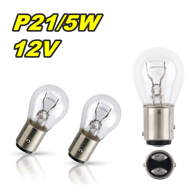 2pcs BAY15D P21/5W 1157 12V21/5W BA15D Car Clear Glass Lamp Brake Tail Bulb Car Indicator Halogen Stop Lamp Brake Bulbs 12499 view 5