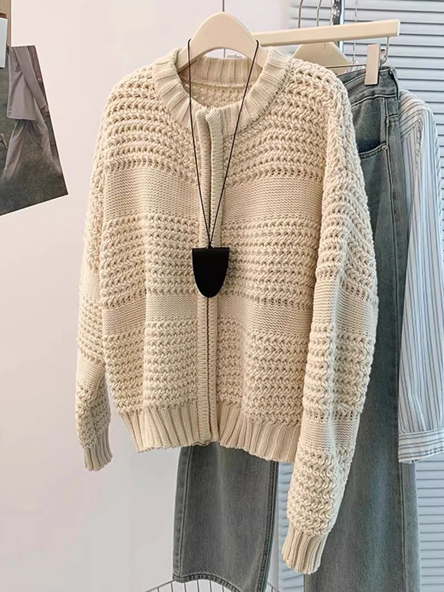 

Korean Sle Lazy Long Sve Knitted Open Cardigan Women's plus Size Autumn Winter Warm Soft Sweater Jaet Casual Faion