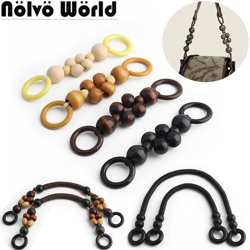 

17.5cm Short Extend Braided Wooden Bead Rope Bag Strap Handles For Tote Shoulder Purse Rope Weave Extension Chain Accessories