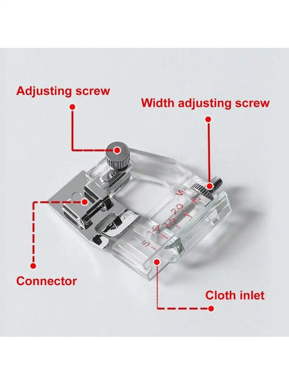 5mm bis 20mm Verstellbarer Vortragstüllenfuß für alle Low Shank Snap-On Nähmaschinen von Singer, Brother, Babylock, Euro-Pro, Janome, Kenmore – Detail 9