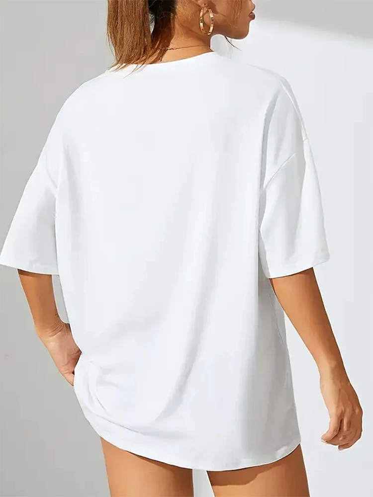 تي شيرت كلاسيكي بأكمام قصيرة من القطن برقبة دائرية مع رقائق أكل النورس جرافيك تي شيرت ملابس الشارع ملابس نسائية هاراجوكو ملابس علوية غير رسمية #2