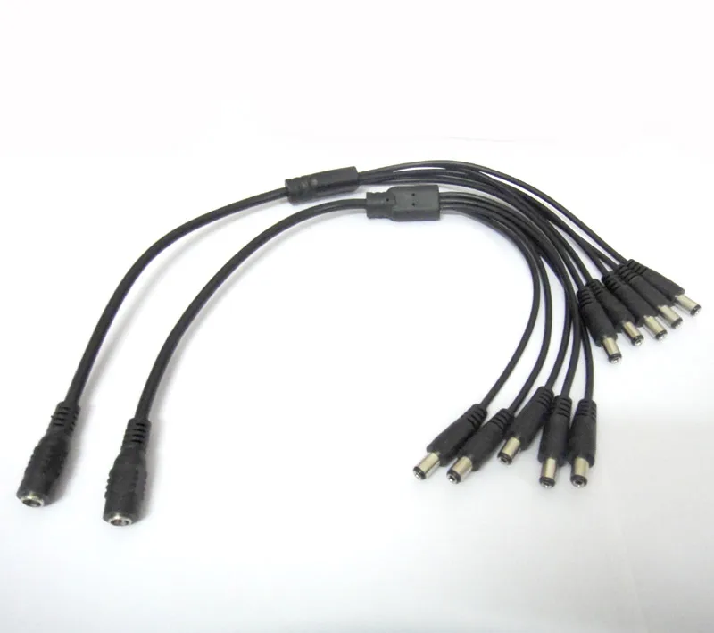 10pcs DC 1 to 4 Power Splitter Cable Adaptor 1 Female to 4 Male Cord For CCTV Camera