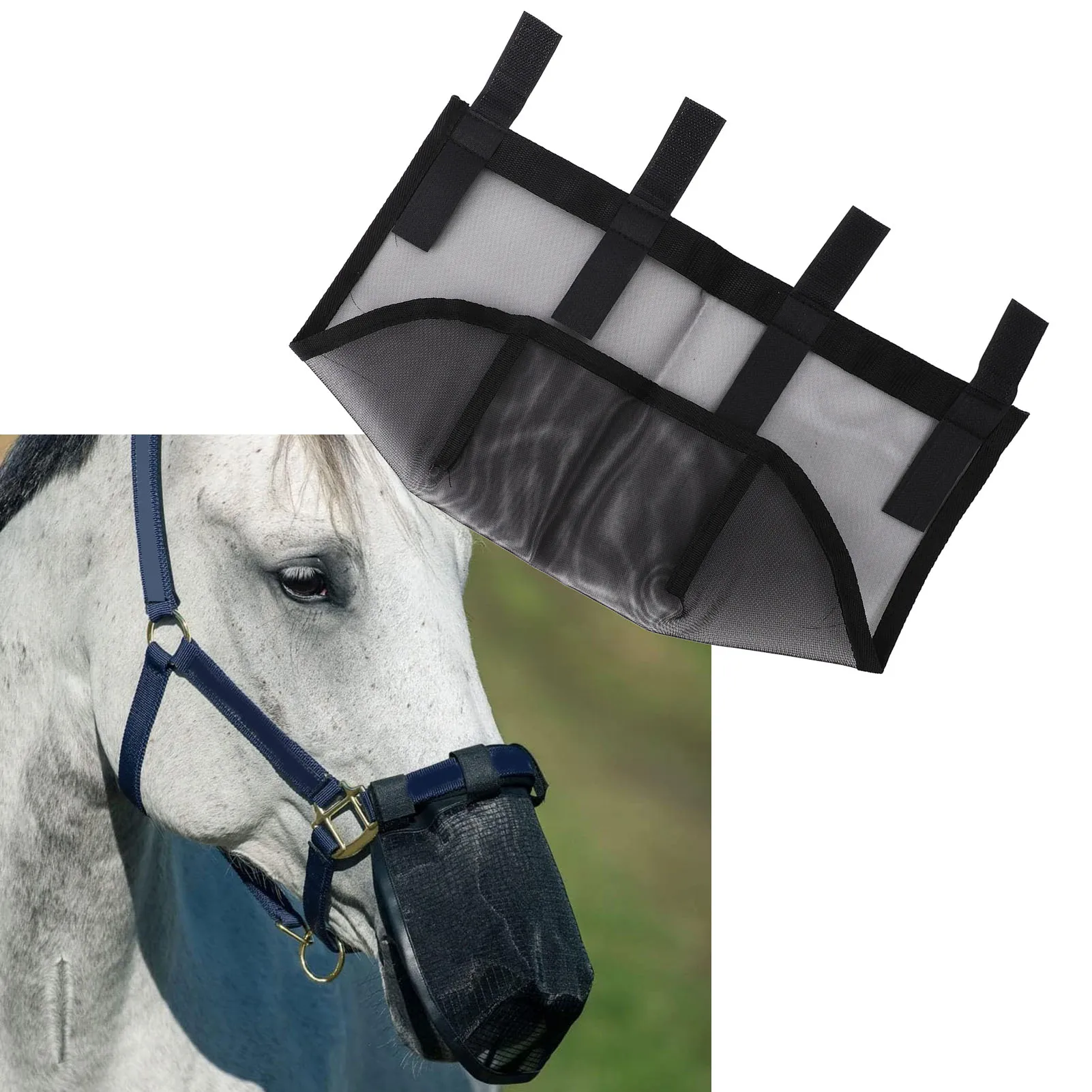 Horse Nose Mesh Cover Comfortable Easy To Wear Horses Nose Mesh Fly Mask For Livestock