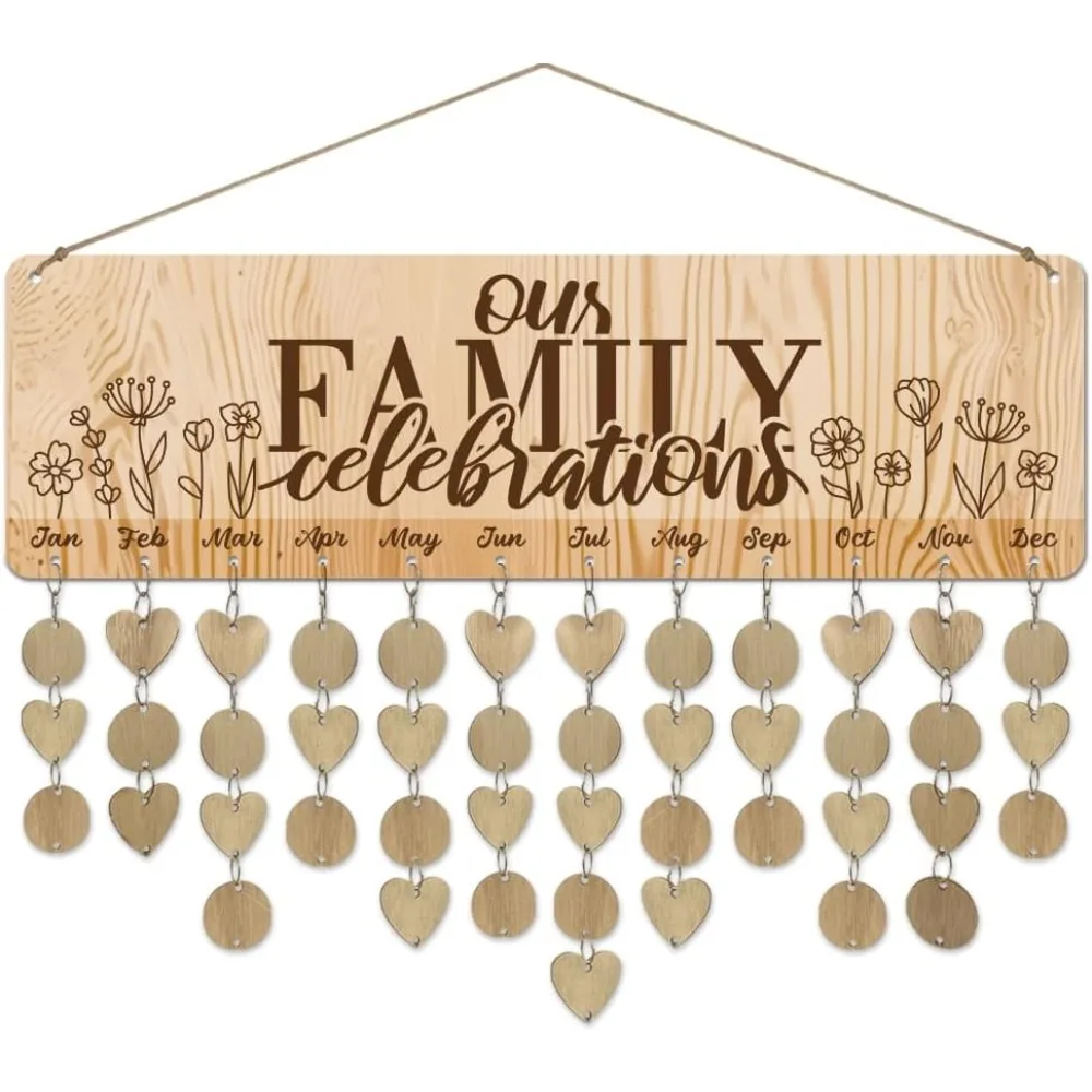 1 Set Wooden Family Birthday Reminder Calendar Board Our FAMILY Celebrations Board With Tags DIY Birthday Tracker making kit