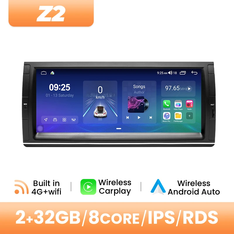 10.25Inch 1280*480 IPS Scherm Draadloze Carplay Auto Multimedia Radio Voor BMW E39 E53 M5 1995-2003 Android 14 Octa Core GPS Speler