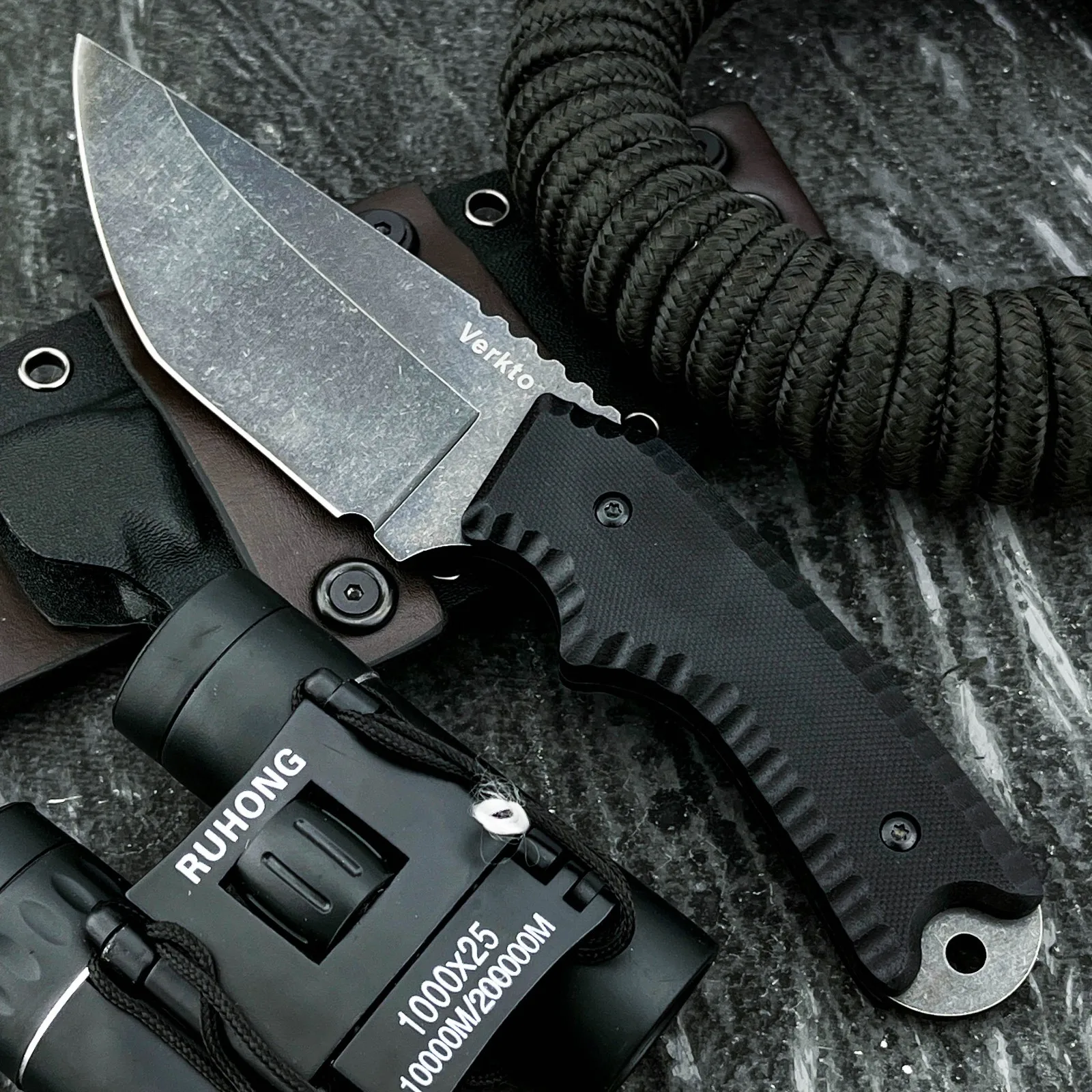 

Тактический охотничий нож Verkto с фиксированным клинком из стали 7Cr13Mov, рукоять G10, с ножнами, для кемпинга, выживания, активного отдыха и повседневного ношения (EDC)